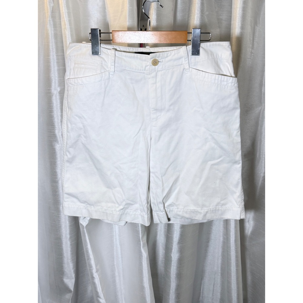 Lauren Ralph Lauren Denim Shorts Women 8 White Cotton Twill Bermuda Nautical